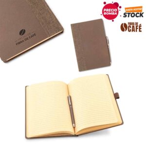 Set de Libreta y Bolígrafo Eco Coffee - PRECIO BOMBA