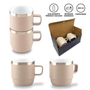SET DE MUGS METALICOS STYLOR 200mL NUEVO